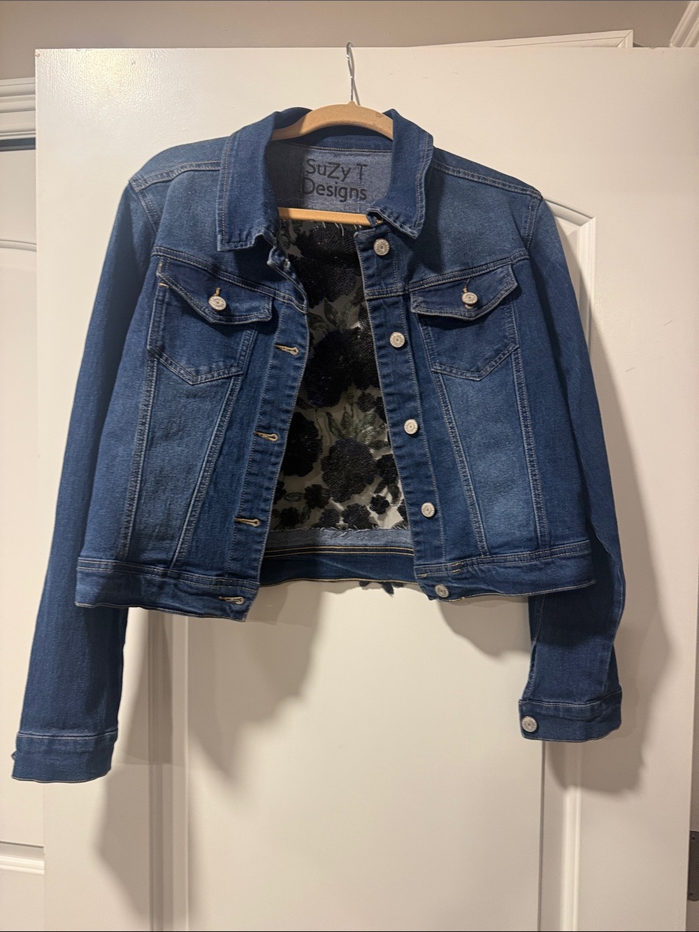 Dark Blue Cropped Denim Jacket